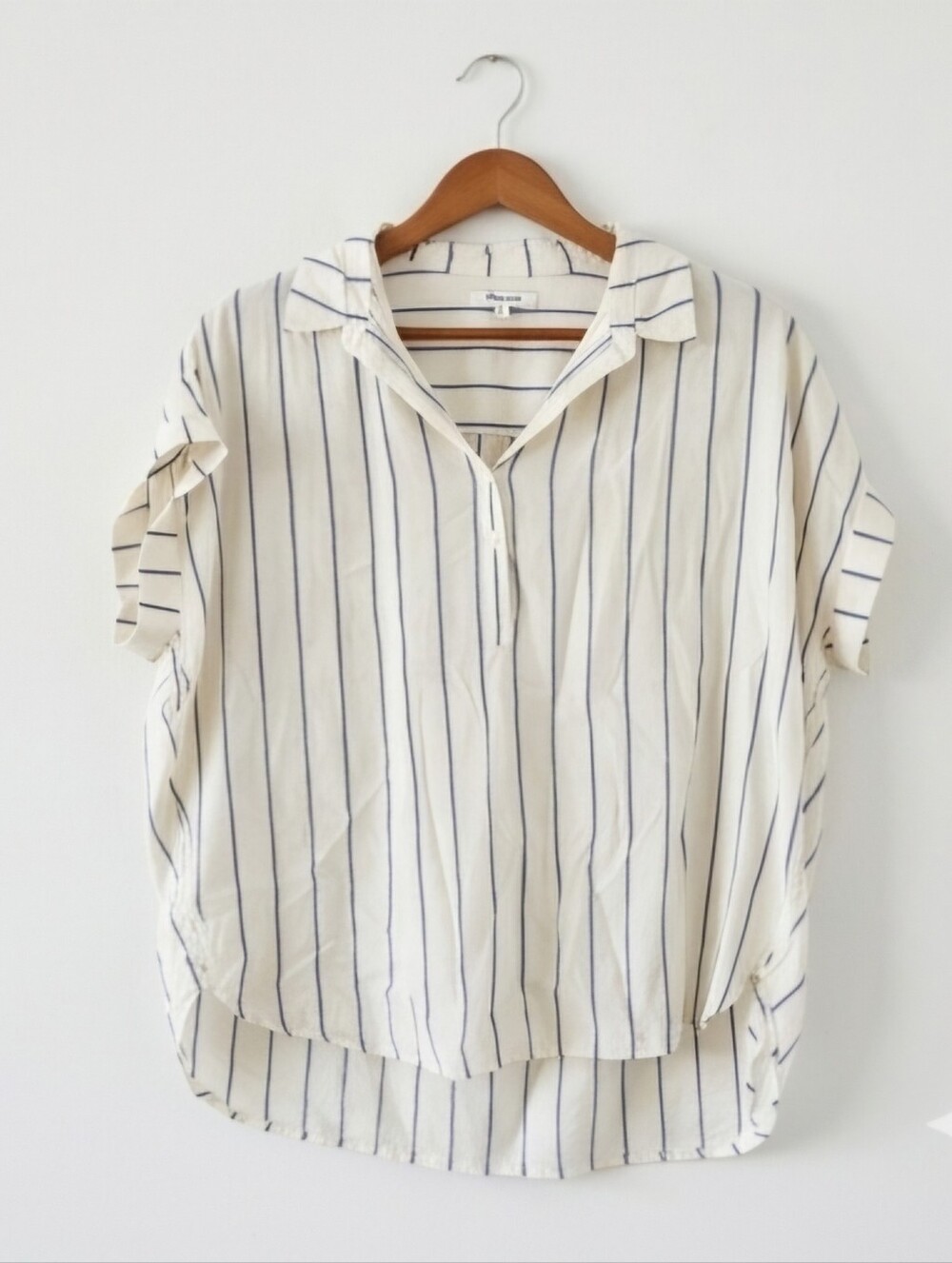 Madewell Central Shirt Cecile Stripe Cotton Popover Blouse  Size Large